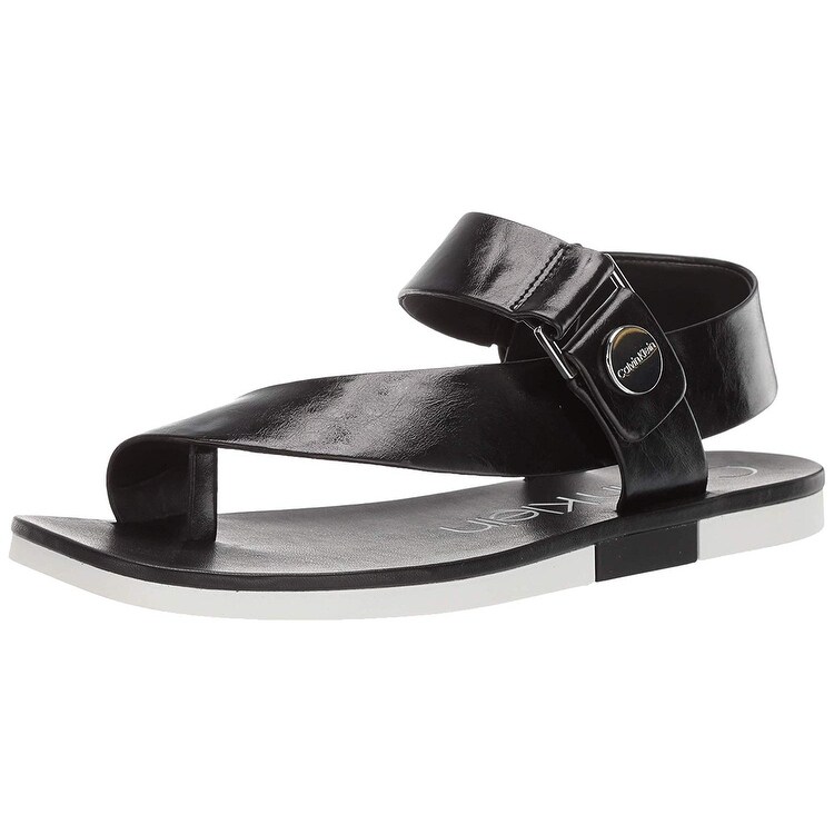 calvin klein rikki leather cross strap sandals