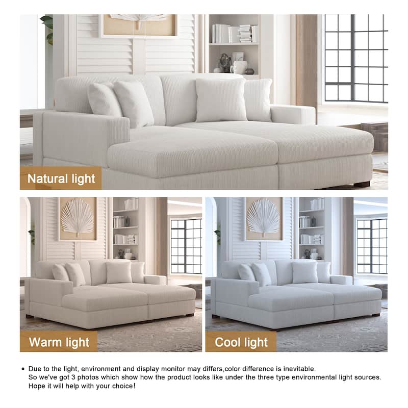 Corduroy Modular Couch Sectional Chaise Lounge Sofa