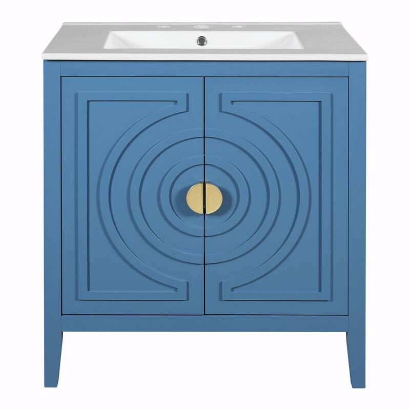 30" Bathroom Storage Cabinet with 2 Soft Closing Doors, Organizer, Hidden Drawer and Adjustable Shelf