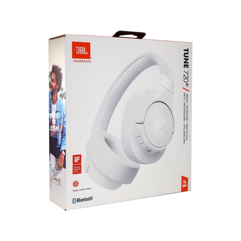 JBL Tune 720BT Over-Ear Wireless Headphones (White)