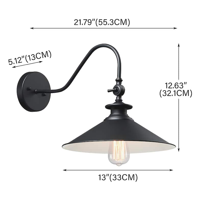 Outdoo 1-Light Motion Sensing Dusk to Dawn Wall Light in Black - 13"Wx21.77"Ex12.64"H