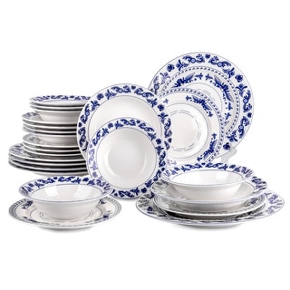STP Goods Blue Garden Porcelain Dinnerware Set of 24 for 6