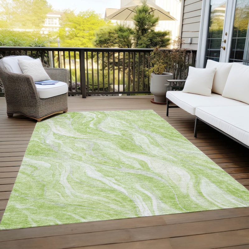 Machine Washable Indoor/ Outdoor Chantille Moden Waves Rug