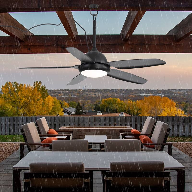Sofucor 52 Inch Waterproof Outdoor Ceiling Fan with Lights and Remote,IP65 Hanging Gazebo Fan,Wet Rated Plug in Fan with Cord