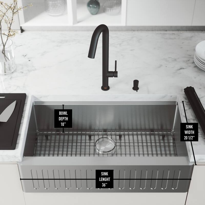 Vigo Oxford 36" Farmhouse Single Basin Stainless Steel Kitchen Sink