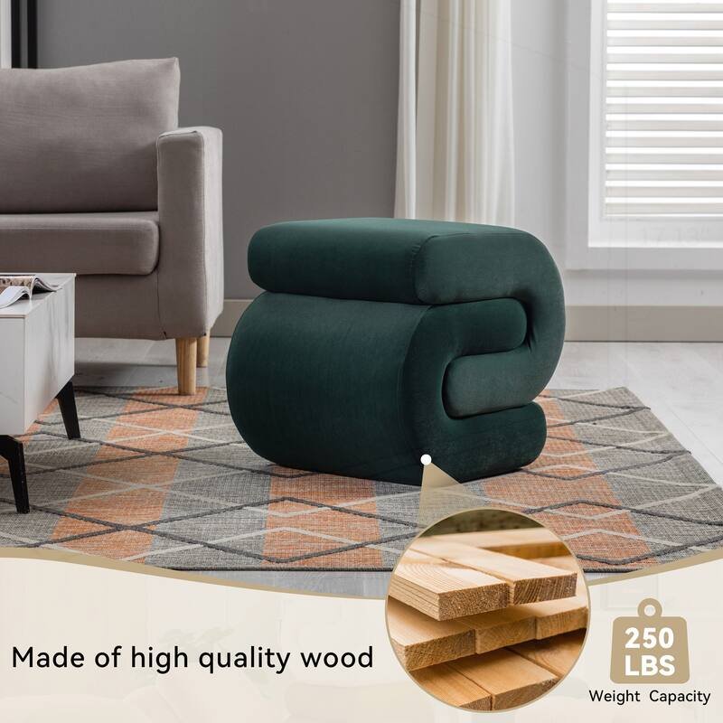 S-shape Velvet Fabric Ottoman Makeup Stool