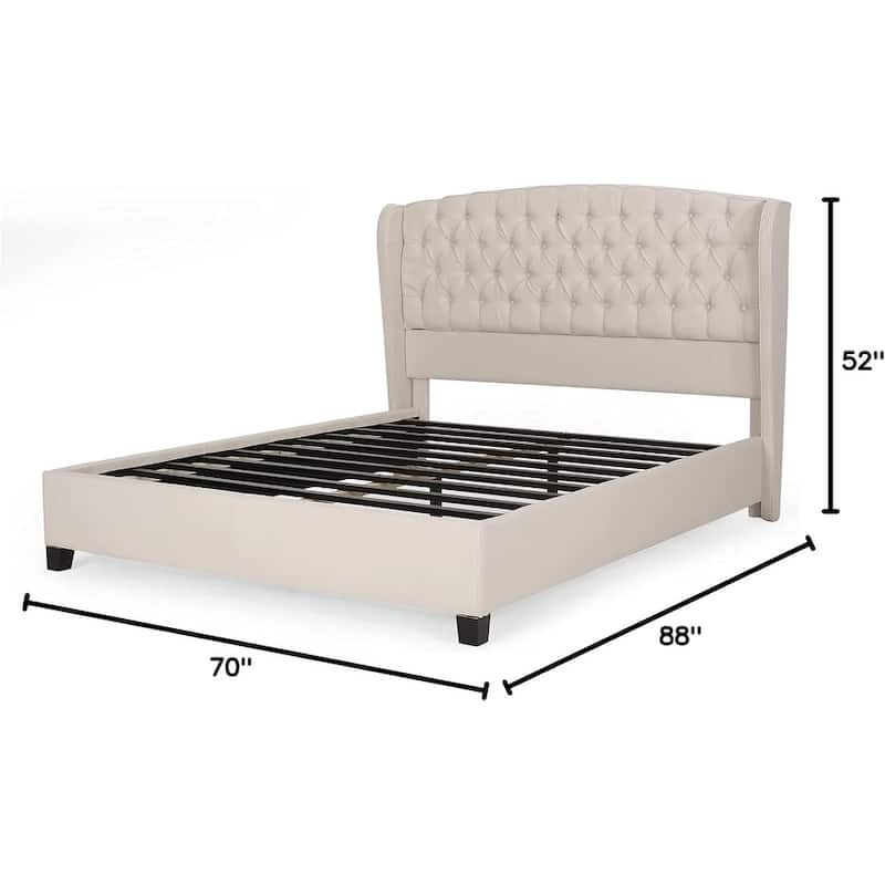 Queen Upholstered Bed with Strong Slats Support