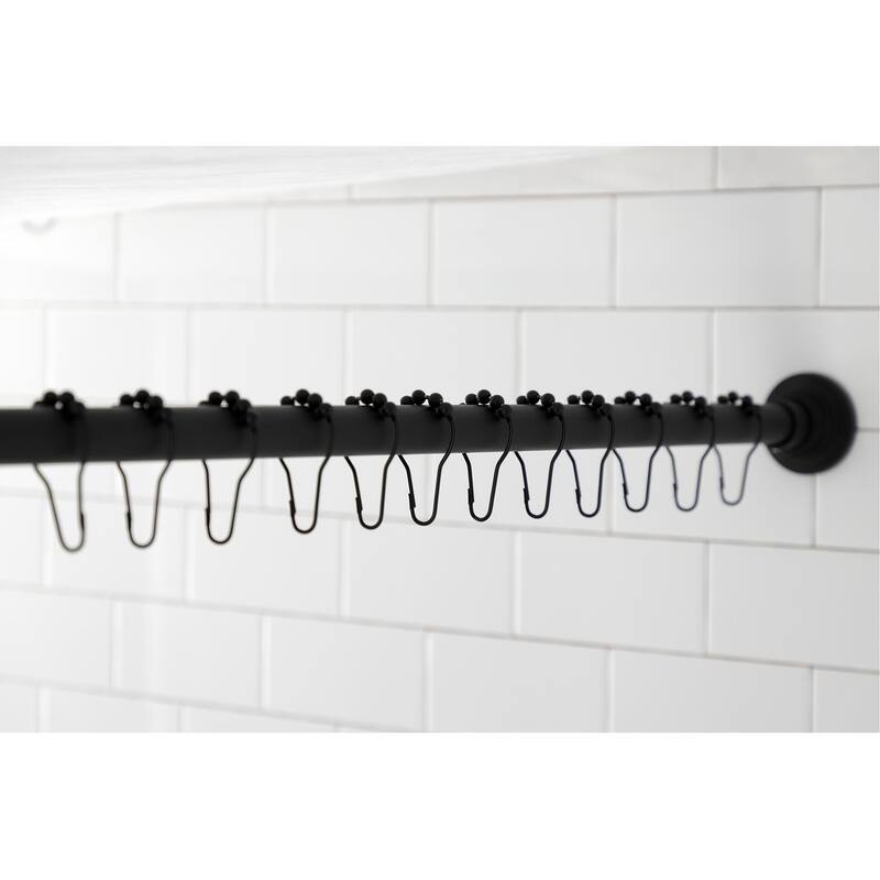 Edenscape 72 in. Adjustable Shower Curtain Rod with Rings in Brushed Brass