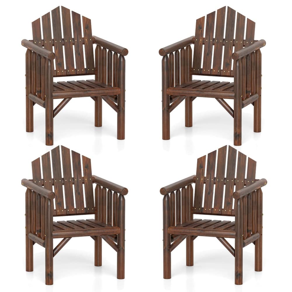 Costway 1/2/4 PCS Outdoor Wood Armchair with Armrests and Reclined - See Details