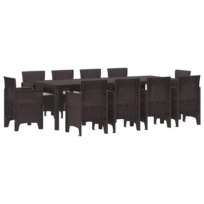 vidaXL Garden Dining Set 9/11 pcs Anthracite/Brown Polt rattan - 250 x 100 x 73 cm