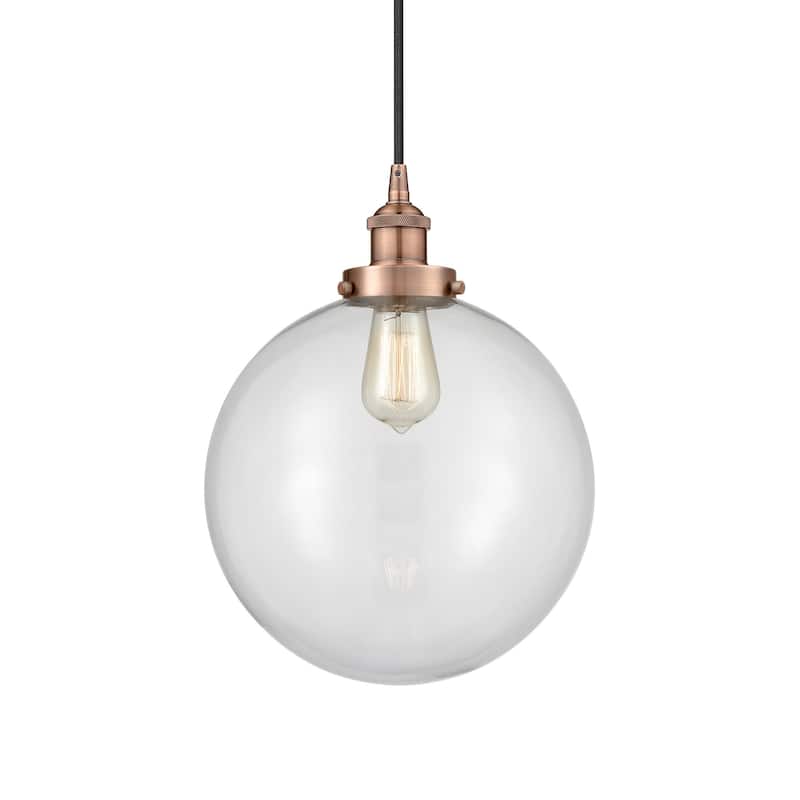 Innovations Lighting 616-1PH-16-12 Beacon Pendant Beacon 12" Wide - Antique Copper / Clear
