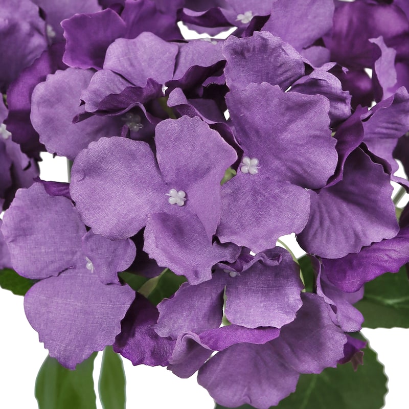 Set of 2 Purple Artificial Hydrangea Flower Stem Bush Bouquet 19in - 19" L x 12" W x 12" DP