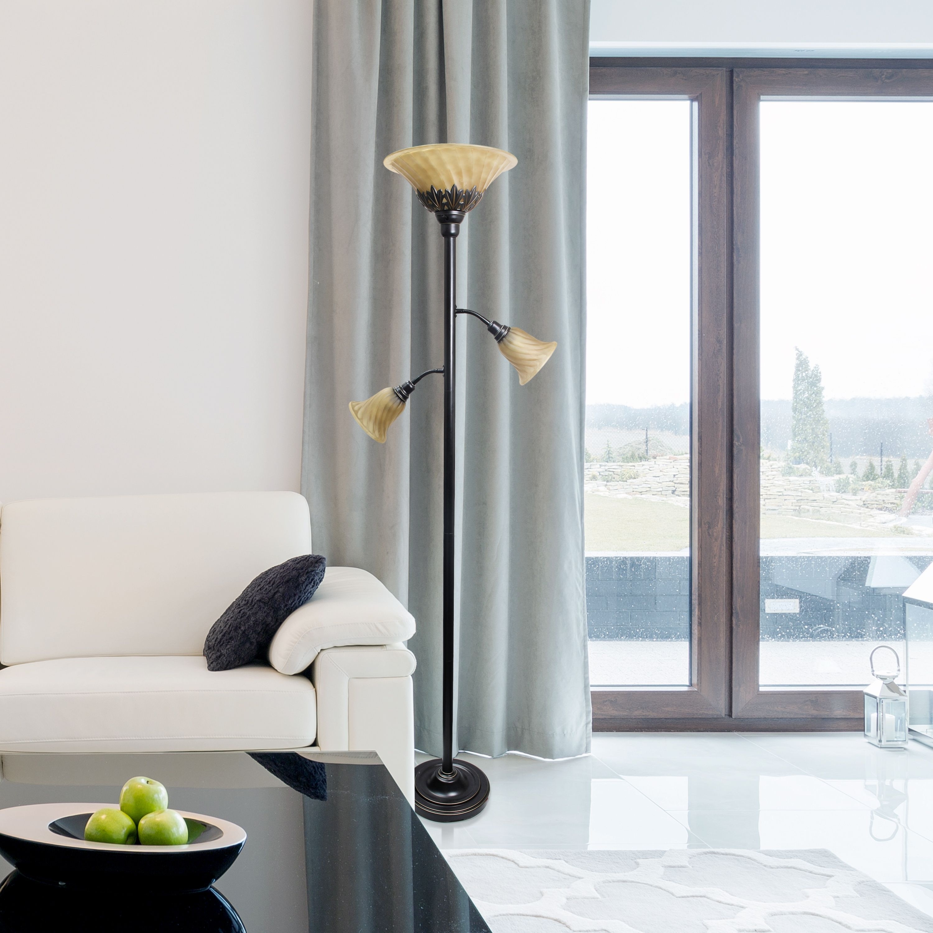 Floor lamp with store 2 reading lights