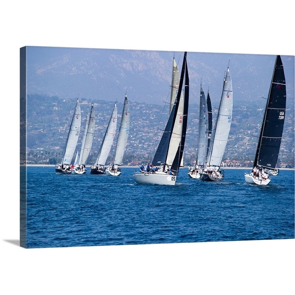 "Sailboat race in the Pacific Ocean, Santa Barbara Harbor, Santa Barbara, California" Canvas Wall Art