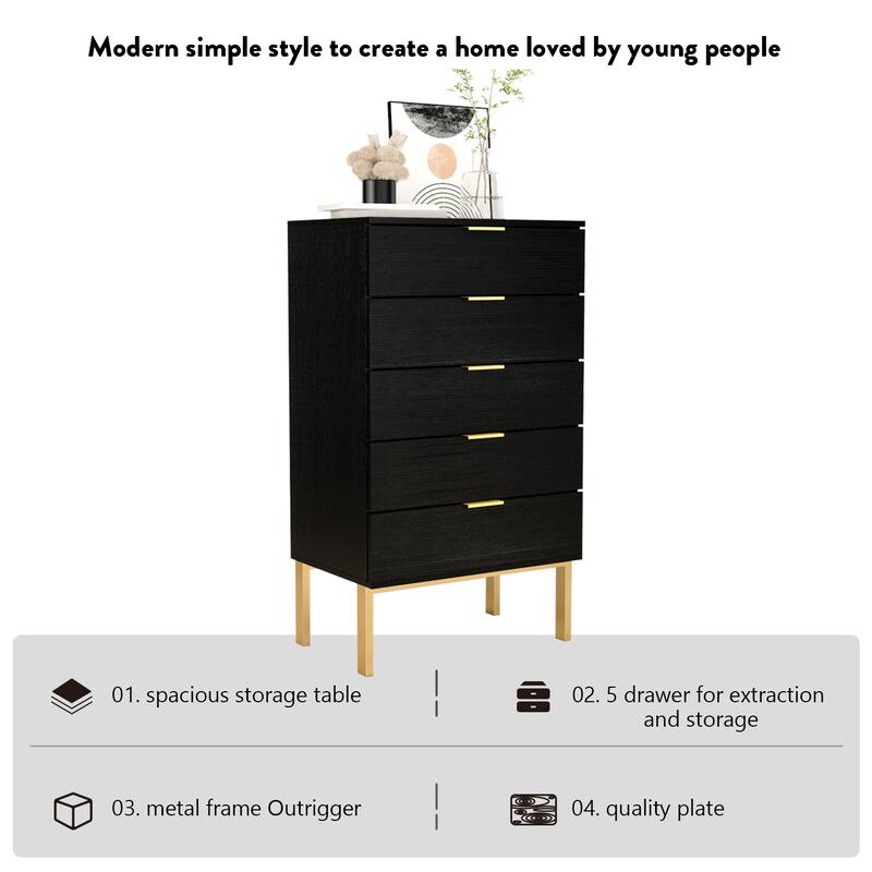 5 Drawer Dresser Storage Tower, Organizer Unit for Bedroom,Chest