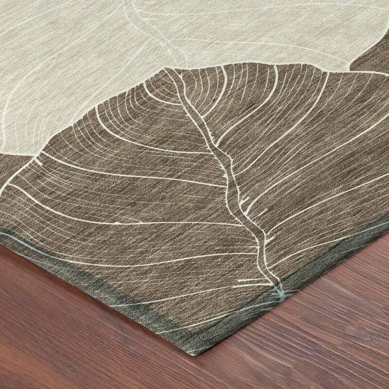 Machine Washable Indoor/ Outdoor Tropical Floral Chantille Rug