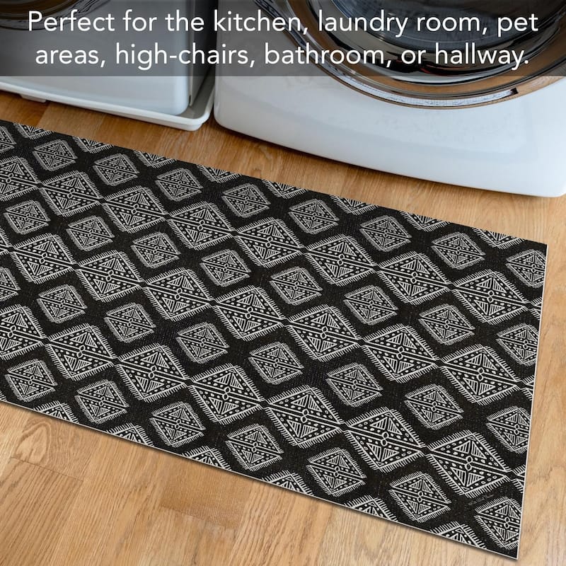 Tribal Zen Deco-Floormat, Decorative Mat, Waterproof, Low Profile, Eco-Friendly Non Slip, Made in The USA (3' x 2')
