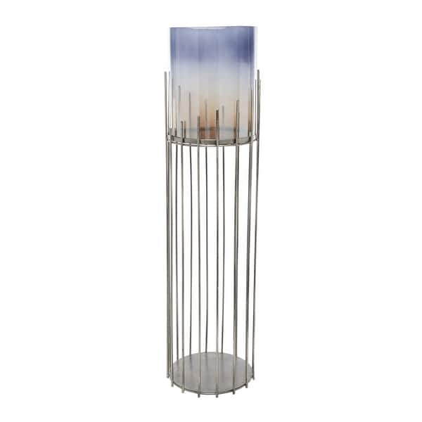 Round Multi Colored Glass Hurricane Candle Holder On Silver Metal Stand 9 X 34 9 X 9 X 34round On Sale Overstock 32114470