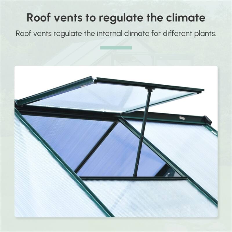 Walk-In Greenhouse for Garden Plants with Reinforced Base and Aluminum Frame