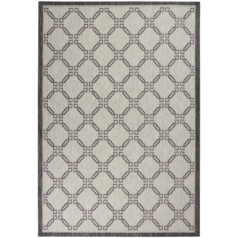 Nourison Garden Party Geometric Casual Indoor/Outdoor Area Rug - 3'6" x 5'6" - Ivory/Charcoal