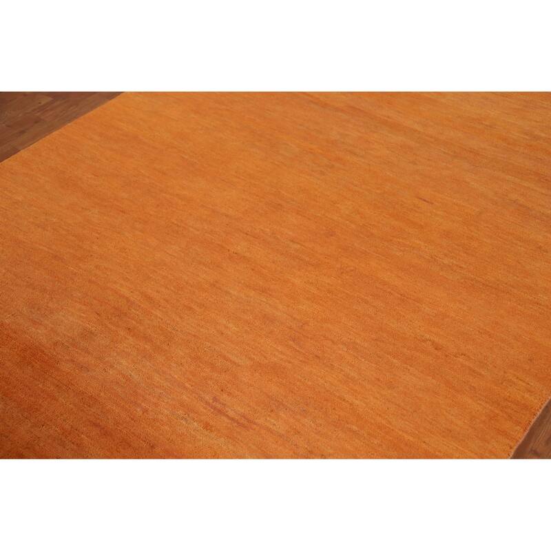 Modern Orange Gabbeh Oriental Area Rug Hand-Knotted Wool Carpet - 5'2" x 7'10"