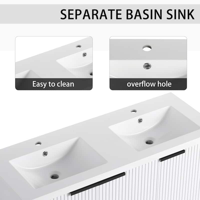 Wall Mounted Bathroom Vanity with Resin Double Sink