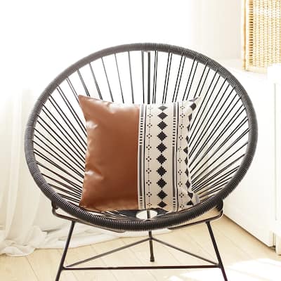 Decorative Faux Leather Square 17" Throw Pillow Cover