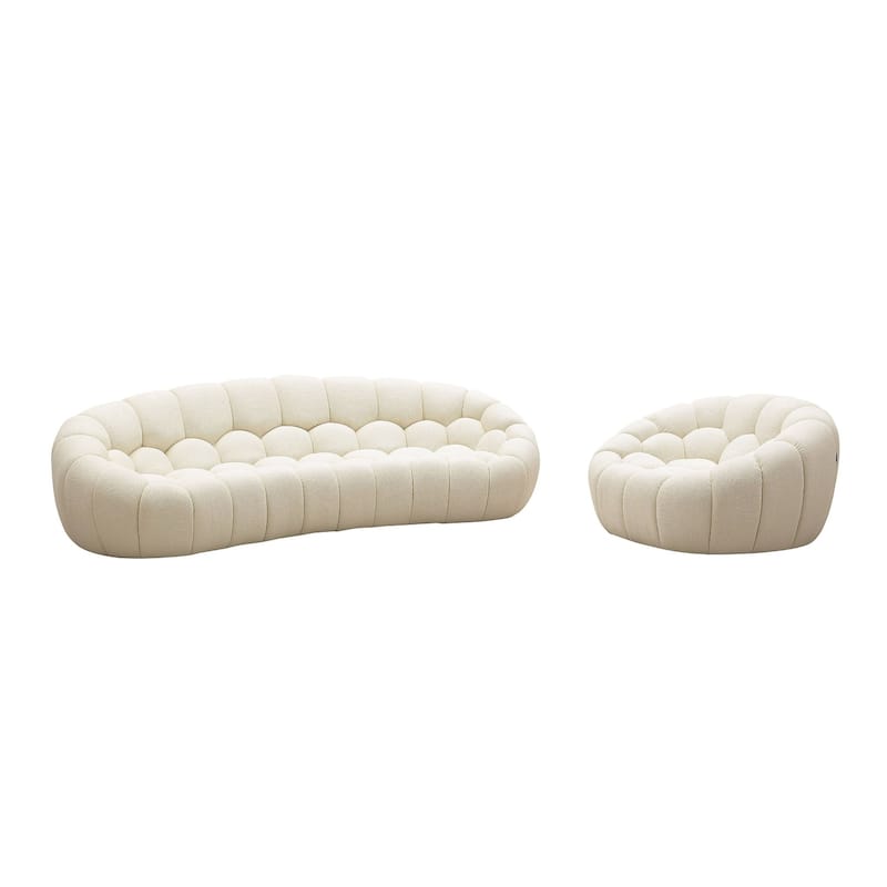 Divani Casa Yolonda Modern Curved Off-White Fabric Chair