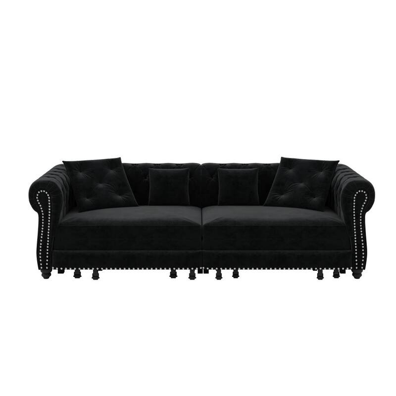 3-in-1 Pull-Out Convertible Sleeper Sofa Bed with Movable Ottoman