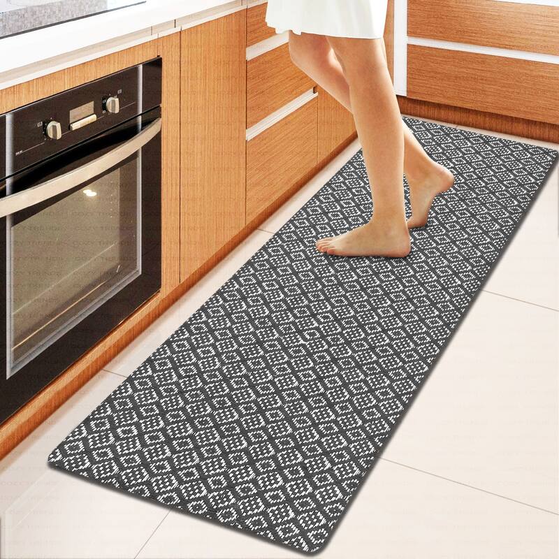 Kitchen Runner Rug/ Mat Cushioned Cotton Hand Woven Anti-Fatigue Mat Kitchen/Bathroom/Bed side 18x48'' - 18''x48'' - Grey