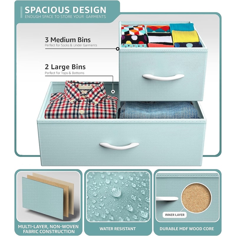 Dresser w/ 5 Drawers Furniture Storage Chest for Home, Bedroom