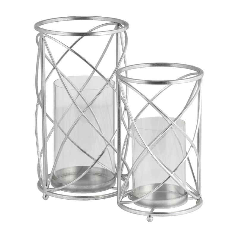 Metal Hurricane Candle Holder - Contemporary Rustic Pillar Candle Holder - Decorative Home Decor