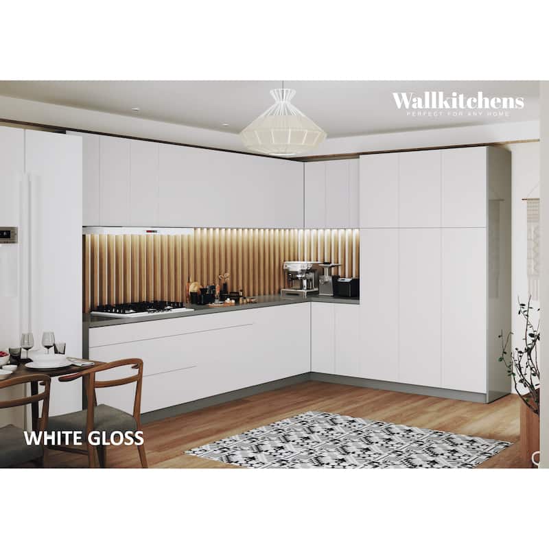 Kitchen Timeless Collection White Gloss Color Base Size 12Ft Wide - 144x102