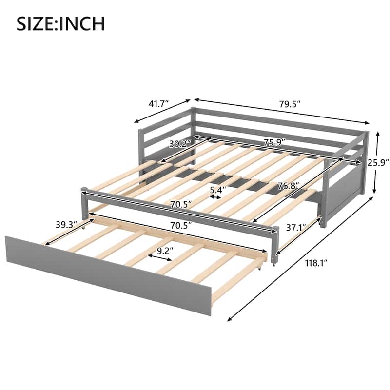 Twin or Double Twin Daybed with Trundle - Simple Design, High-Quality ...