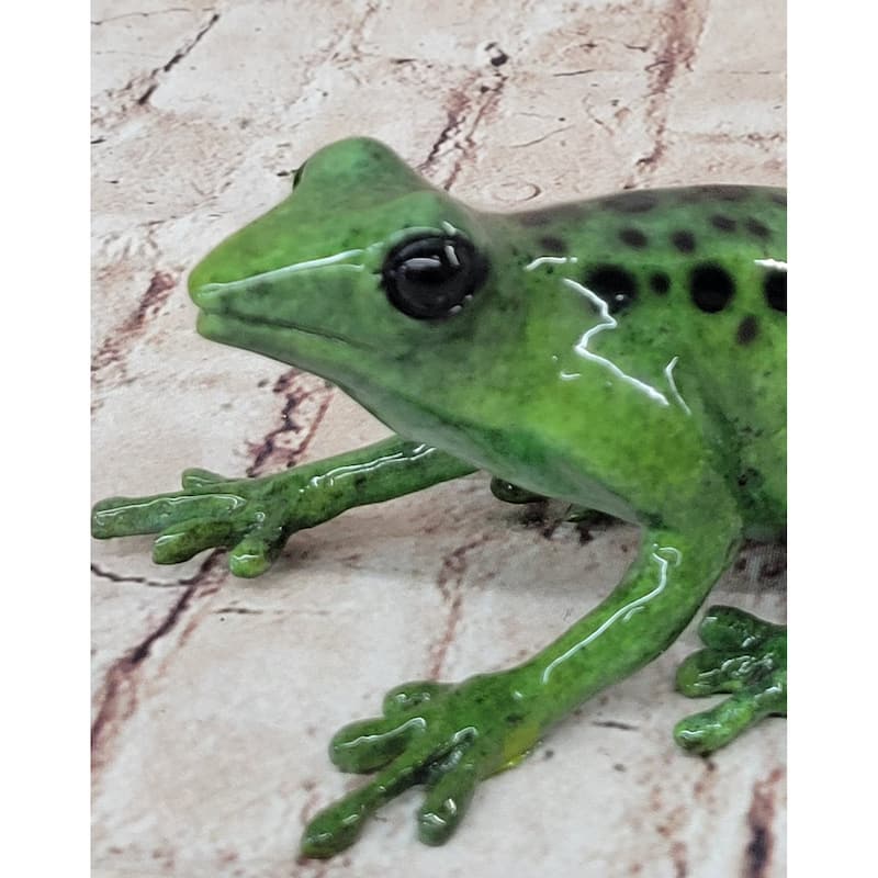 Bronze Metal Green Tree Frog Sculpture Figurine Signed Original Art Numbered