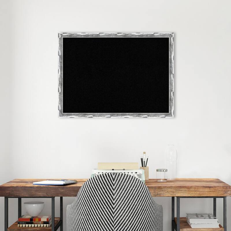 Scratched Wave Chrome Framed Black Corkboard Bulletin Board