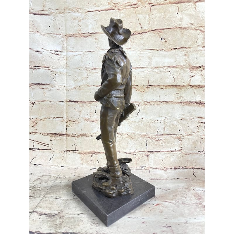 Clic Cowboy By Milo Bronze Sculpture Statue Original Marble Base Figurine Art