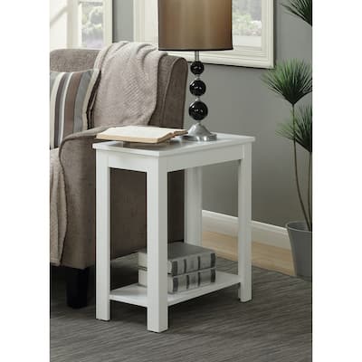 Compact Chairside End Table with Woodgrain Finish and Bottom Shelf for Convenient Storage and Display Space - 23.75