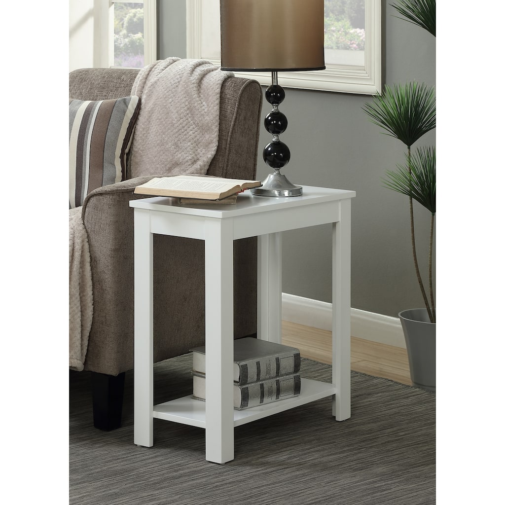 Compact Chairside End Table with Woodgrain Finish and Bottom Shelf for Convenient Storage and Display Space - 23.75