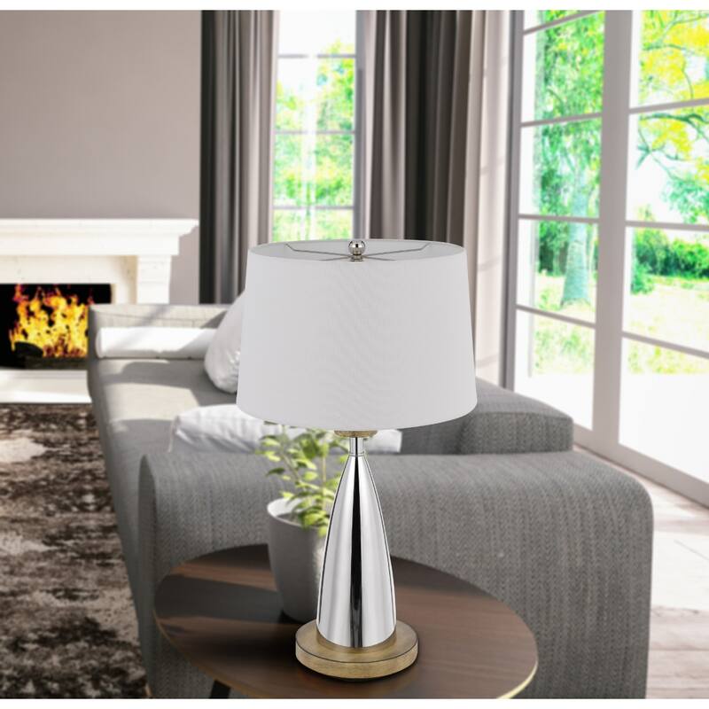 31" Modern Geometric Metal Table Lamp with USB Port and Empire Shade for Bedroom or Office Use - 31”H x 17”W x 17”D