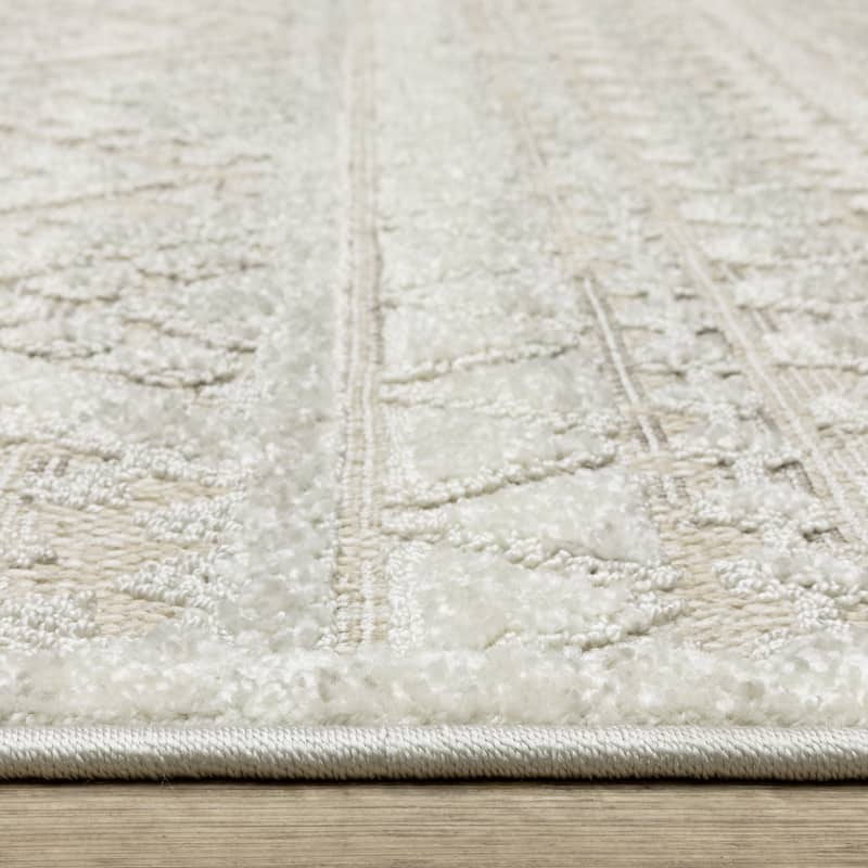 Style Haven Thassos Tone-on-Tone Tribal Ivory Mixed Pile Area Rug