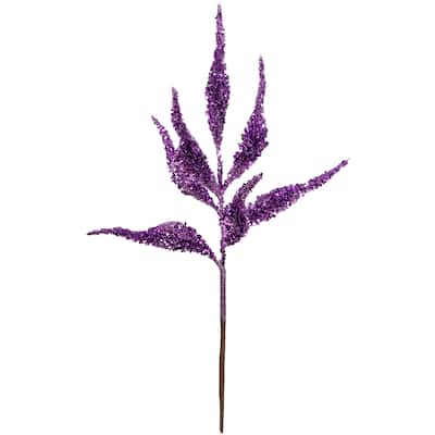 21" Purple Glittered Leaves Christmas Spray