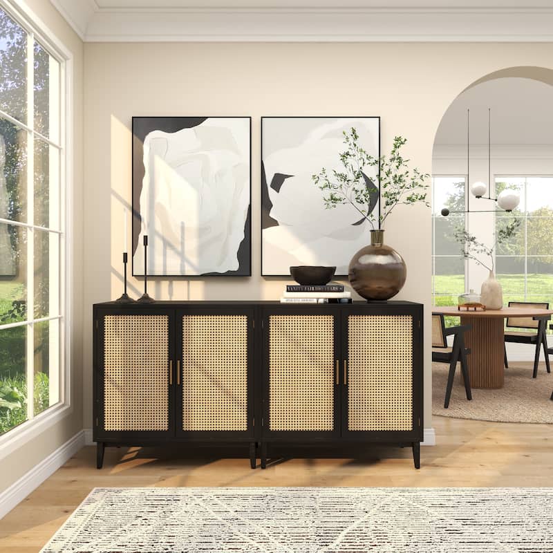 Canvas Abstract Living Room Framed Wall Art with Black Frame