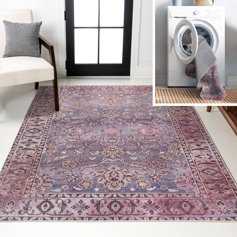 JONATHAN Y Regis Ornate Persian All-Over Machine Washable Area Rug - 8 X 10 - Brown/Gray