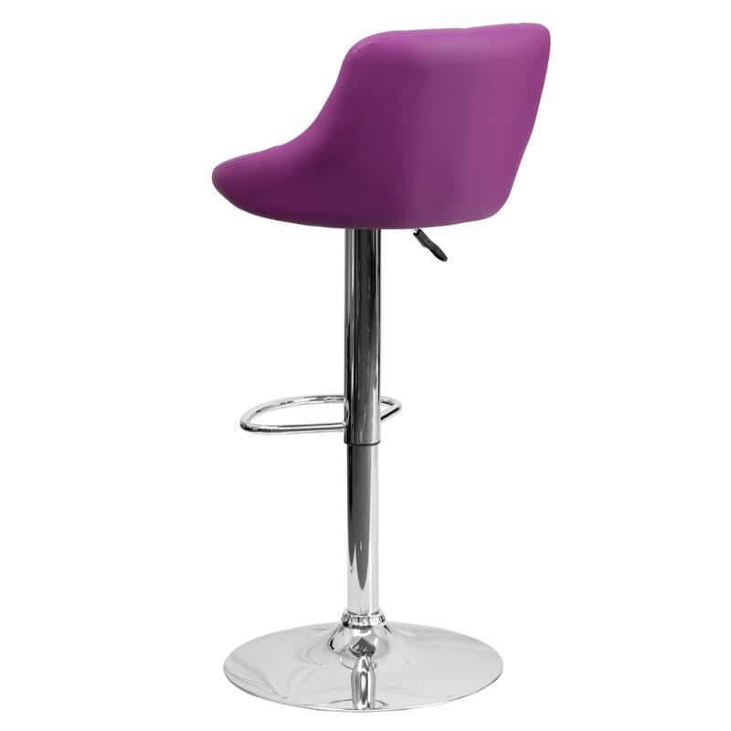 Vinyl Bucket Seat Adjustable Diamond Back Barstool (Set of 2) - 18.50"W x 19"D x 33.25" - 41.75"H