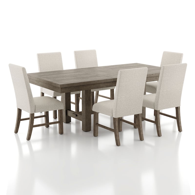 Furniture of America Jusk Rustic Grey Wood 7-Piece Dining Table Set