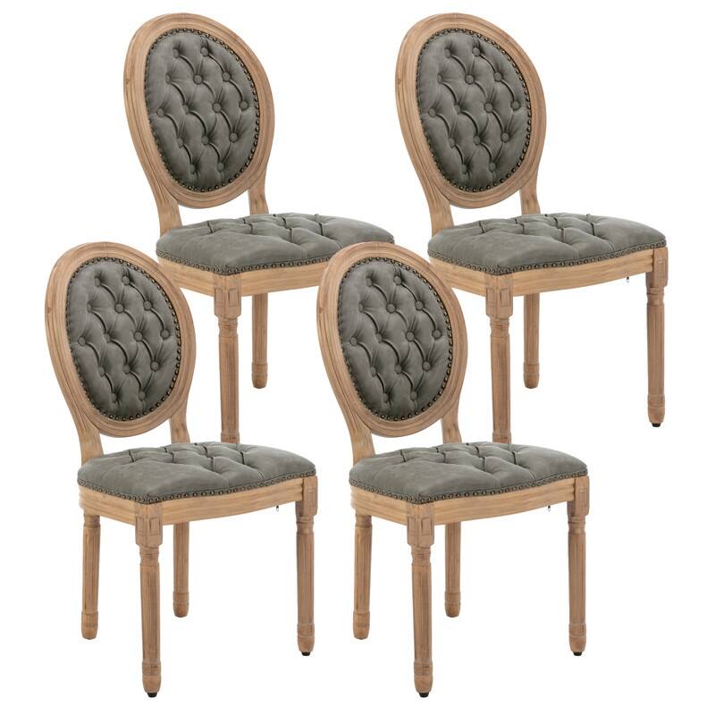 French Chair Dining Chair Solid Wood with Nailhead Trim Set of 2