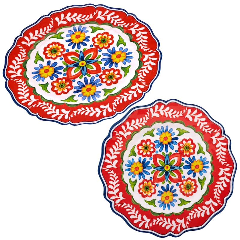 Certified International Flores Melamine 2-piece Platter Set