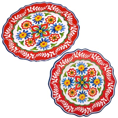 Certified International Flores Melamine 2-piece Platter Set