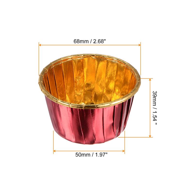 Cupcake Cups, 100pcs Aluminum Foil Standard Cupcake Liners - Red Gold